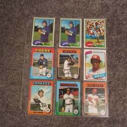 #4 A LOT OF 9 VINTAGE BASEBALL CARDS MOSTLY 1980S AND 1970S INCLUDING KEN GRIFFEY AND WILLIE MCCOVEY