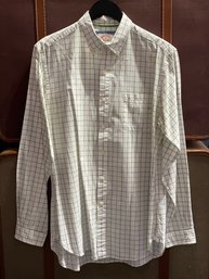 BROOKS BROTHERS MENS WHITE GREEN STRIPPED SHIRT (M)