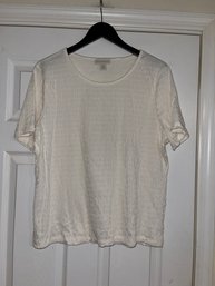 PLEATS PLEASE!! WOMENS APPLESEED'S PLEATED IVORY COTTON BLEND TOP SIZE XL