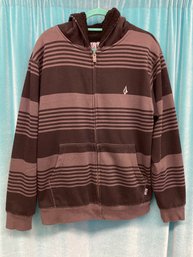 VOLCOM BACL AND ELEPHANT  GREY HOODED ZIP PULLOVER SIZE M