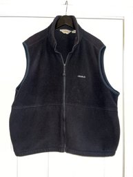 AWESOME & ESSENTIAL MENS EDDIE BAUER SPELLOUT LOGO BLACK FLEECE VEST SIZE XL