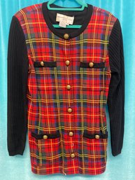 Vintage Adrienne Vittadini Red Plaid Jacket  Size 8