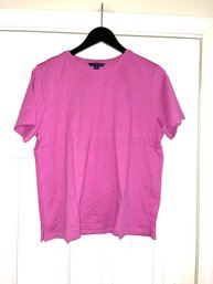 PINK IS THE NEW BLACK!! WOMENS LANDS END PURE COTTON HOT PINK T-SHIRT SIZE L