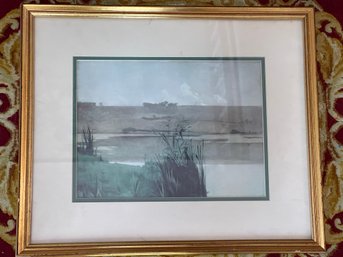 STRAIGHT FROM THE MET!! MINT AND IMPRESSIVE FRAMED PRINT OF ARQUES-LA-BATAILLE BY JOHN H. TWACHTMAN