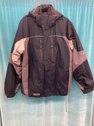 FREE COUNTRY BLACK AND TAUP BROWN WINTER FXCXTREME SKI JACKET SIZE M