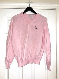 REPP YOUR LIGHTHOUSE!! ULTRA VINTAGE WOMENS LADY PICKERING MADE IN USA(!!) LIGHT PINK KNIT SWEATER SIZE L