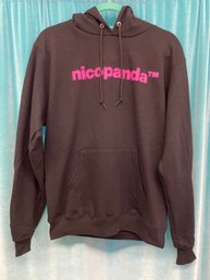 NEW WITHOUT TAGS NICOPANDA BLACK AND HOT PINK HOODED SWEATSHIRT SIZE S