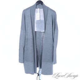 ABSOULTELY EXCEPTIONAL LULULEMON HEATHER GREY SPLIT BEEHIVE RIBBED BOTTOM LONG CARDIGAN SWEATER 10