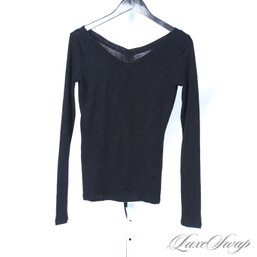 EXPENSIVE ESSENTIALS! BRAND NEW WITH TAGS MAJE BLACK JERSEY KNIT V-NECK SWEATER TOP 2