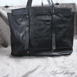 MASSIVE AND HIGH QUALITY IL BISONTE MADE IN ITALY BLACK TUMBLED LEATHER X-LARGE 19' TOTE BAG