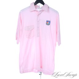 NEAR MINT AND POSSIBLY UNWORN MENS VINTAGE BARCELONA 1992 OLYMPICS PINK SATEEN POLO SHIRT L