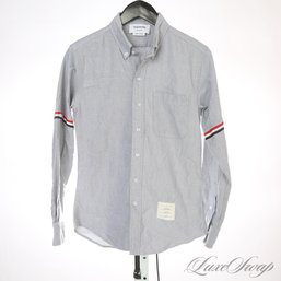 SUPER COVETED MENS THOM BROWNE NEW YORK MADE IN JAPAN BANDED ARM OXFORD CLOTH OCBD SHIRT SIZE 0