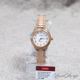 BRAND NEW IN BOX TIMEX WOMENS ROSE GOLD TONE WHITE DIAL METAL BRACELET WATCH