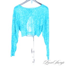 SICK COLOR! BRAND NEW WITH TAGS FREE PEOPLE MOVEMENT CARIBBEAN BLUE SPECKLED MOTTLED THIN CROPPED TOP M