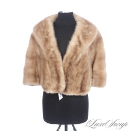 MOB WIVES! A FANTASTIC CONDITION VINTAGE BLONDE MINK CAPE WITH SHAWL COLLAR, FITS ABOUT S/M