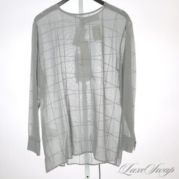 BRAND NEW WITH TAGS $160 SAKS FIFTH AVENUE THE WORKS MADE IN ITALY SILK BLEND GREY SELF WINDOWPANE SHIRT 14