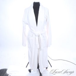 HIGH QUALITY AND PLUSH THICK FRETTE WHITE COTTON POOL ROBE WITH BELT UNISEX XL