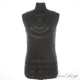 NEAR MINT AND HIGHLY DETAILED CHRISTIAN LACROIX PARIS MADE IN ITALY BLACK LACQUERED GLAZED MESH TANK TOP 40 EU