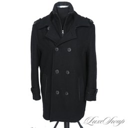 MODERN AND GREAT ANDREW MARC BLACK BIAS TWILL THICK TWEED WINTER COAT WOMENS M