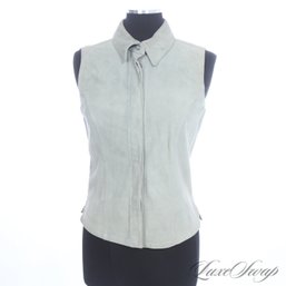 #468 BRAND NEW WITH TAGS LATINI / MARIA VITTORIA FIRENZE MADE IN ITALY GREY SUEDE ZIP GILET VEST 44 EU