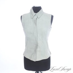 #470 BRAND NEW WITH TAGS LATINI / MARIA VITTORIA FIRENZE MADE IN ITALY GREY SUEDE ZIP GILET VEST 42 EU