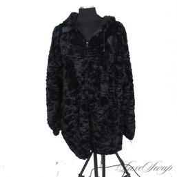 BRAND NEW WITH TAGS K. JORDAN MADE IN USA SUPER SOFT AND PLUSH BLACK FAUX FUR ZIP COAT WOMENS 3XL