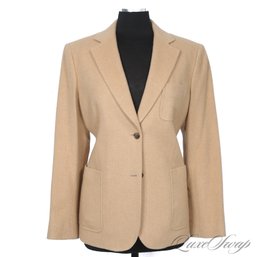 SUMPTUOUSLY SOFT! BROOKS BROTHERS 100 PERCENT PURE CAMEL HAIR TRADITIONAL TRIPLE PATCH JACKET WOMENS 14