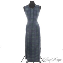 SOFT AND COMFORTABLE! BRAND NEW WITH TAGS MICHAEL LAUREN MADE IN USA BLACKWATCH TARTAN SLINKY MAXI DRESS M