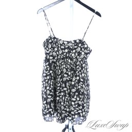 SUMMER PERFECT WEAR IT AND FORGET IT BRAND NEW W/TAG ZARA BLACK WHITE FLORAL GLITTER INFUSED STRAPLESS DRESS M