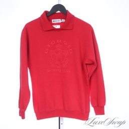 ICONIC 1980S! ORIGINAL VINTAGE 1980S GIORGIO BEVERLY HILLS RED SWEATSHIRT WITH POLO COLLAR FITS ABOUT S
