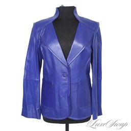 BRAND NEW WITH TAGS $1595 RECENT ST. JOHN ROYAL AMETHYST PURPLE NAPPA LEATHER PORTRAIT COLLAR JACKET 12