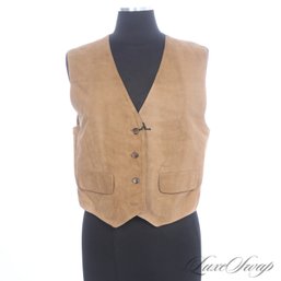 #467 BRAND NEW WITH TAGS LATINI / MARIA VITTORIA FIRENZE MADE IN ITALY CAMEL SUEDE VEST 46 EU