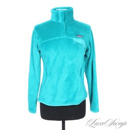 #1 THE ONE EVERYONE WANTS! WOMENS PATAGONIA INTENSE SEA GREEN POLARTEC SHAGGY FLEECE T-SNAP POPOVER M