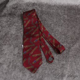 #14 FATHERS DAY PERFECT! SERIOUSLY! ROBERT TALBOTT WOVEN RED AND ALLOVER CIGAR SILK TIE