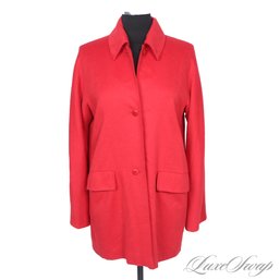 EXCEPTIONALLY SOFT MAX MARA MADE IN ITALY ANGORA BLEND FLAME RED UNSTRUCTURED FLANNEL JACKET 8