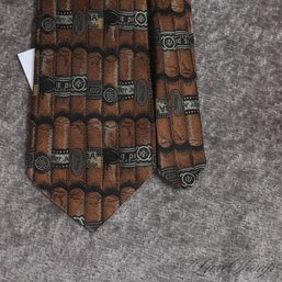 #16 FATHERS DAY PERFECT! SERIOUSLY! ROBERT TALBOTT WOVEN ALLOVER BROWN CIGAR STACK SILK MENS TIE