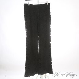 TRULY TRULY AWESOME MONIQUE LHUILLIER MADE IN USA FULL LACE WIDE LEG EVENING PANTS 8