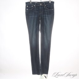 SO THIN AND SOFT! AG ADRIANO GOLDSCHMIED MADE IN USA DARK INDIGO WASHED DENIM 'THE STILT' CIGARETTE JEANS 24