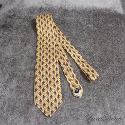 #20 FATHERS DAY (AND JULY 4TH) PERFECT! FACONNABLE MADE IN FRANCE YELLOW SUNFLOWERS AMERICAN FLAGS SILK TIE