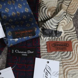 #25 FATHERS DAY PERFECT! LOT OF 3 MENS SILK TIES BY MISSONI, CHRISTIAN DIOR AND YVES SAINT LAURENT