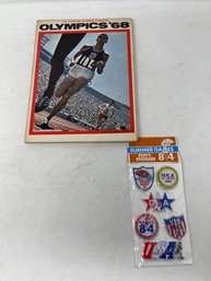 GENUINE 1968 OLYMPICS MAGAZINE BOOKLET & 1984 STICKER SET