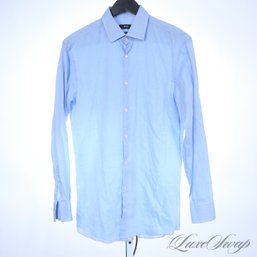 MODERN ESSENTIAL! MENS HUGO BOSS SOLID BUSINESS BLUE SPREAD COLLAR DRESS SHIRT 15.5 / 32-33