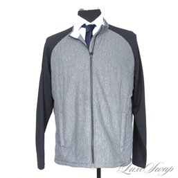 GREAT BRAND : MENS JOHNNIE-O HEATHER GREY MARLED BLACK SLEEVE MICROFIBER LIGHT PADDED JACKET L