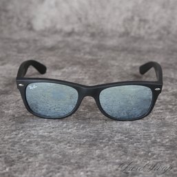 MODERN AND SUMMER PERFECT RAY BAN MADE IN ITALY BLACK RUBBERIZED 'NEW WAYFARER' RB 2132 SUNGLASSES