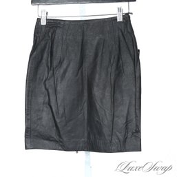 #474 BRAND NEW WITH TAGS LATINI / MARIA VITTORIA MADE IN ITALY BLACK MATTE LEATHER SKIRT 38
