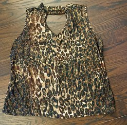 NEW With Tags  Blush Brown  Leopard Print Sleeveless Top Blouse 3X
