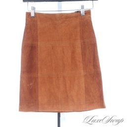 #482 BRAND NEW WITH TAGS LATINI / MARIA VITTORIA MADE IN ITALY TOBACCO SOFT CHEVRE SUEDE SKIRT 40