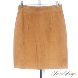 #479 BRAND NEW WITH TAGS LATINI / MARIA VITTORIA MADE IN ITALY CAMEL BROWN PERFORATED SUEDE SKIRT 42