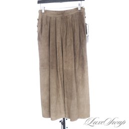 #483 BRAND NEW WITH TAGS LATINI / MARIA VITTORIA MADE IN ITALY MUSHROOM SUEDE PLEATED LONG SKIRT 42