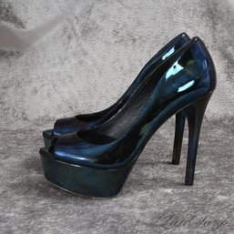 #4 INSANELY GOOD MINT CONDITION 1X WORN IN BOX BRIAN ATWOOD BLACK PATENT LEATHER PLATFORM PEEPTOE SHOES 7.5